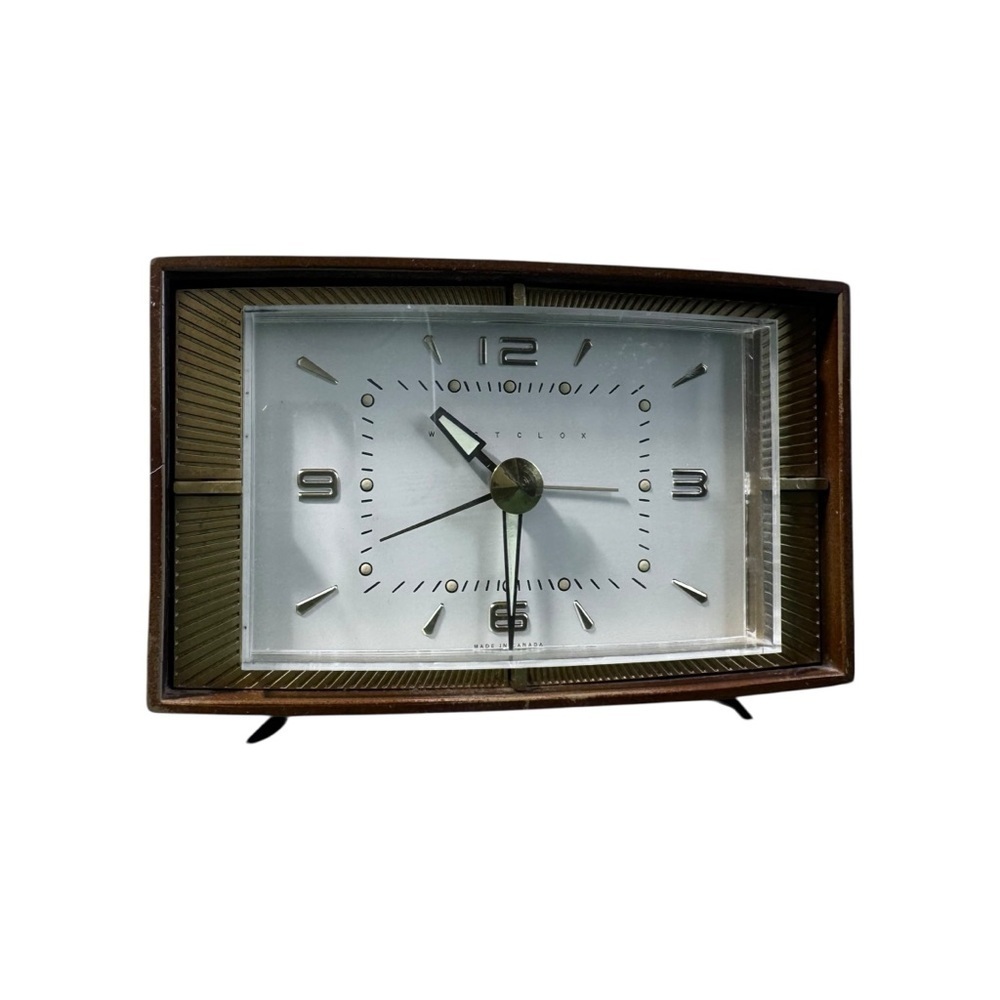 Vintage Art Deco Westclox Electric Alarm Clock Brown Clock Made in Canada